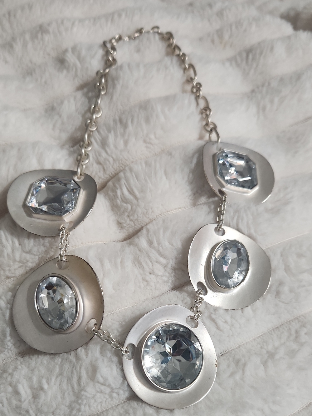 Silver-Tone Clear Crystal Statement Necklace